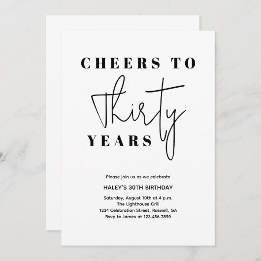 Kaas tot 30 jaar oud - Minimale legant Kaart (Voorkant / Achterkant)