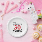 Kaas tot 30 jaar retro cherry red black cool papieren bordje (Feest)