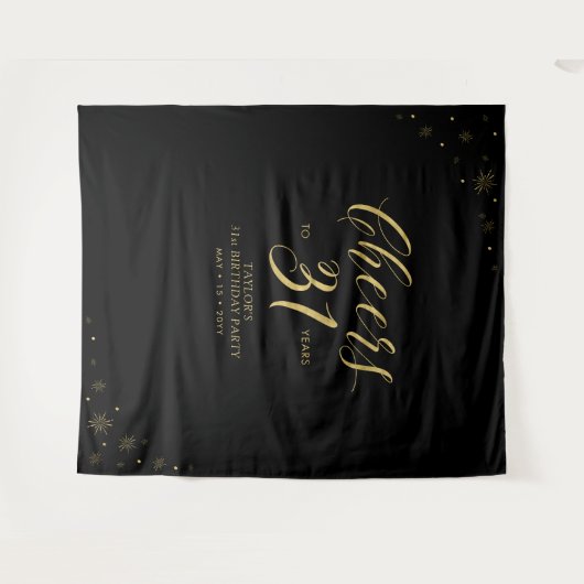 Kaas tot 31 jaar | Gold- en zwarte feestdag Wandkleed (Voorkant (horizontaal))