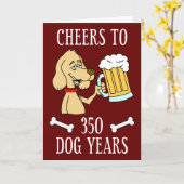 Kaas tot 350 Dog Years 50th Birthday Card Kaart (Gele Bloem)