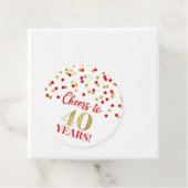 Kaas tot 40 jaar Gold Red Confetti Bedankjes Labels (In situ)