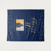 Kaas tot 40 jaar | Gouden en blauwe verjaardag Wandkleed (Voorkant (horizontaal))