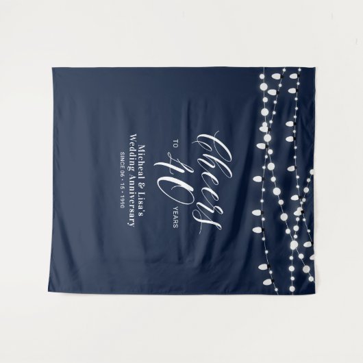 Kaas tot 40 jaar | Navy 40th Wedding Jubileum Wandkleed (Voorkant (horizontaal))