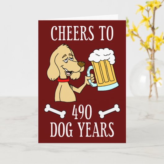 Kaas tot 490 Dog Years 50th Birthday Card Kaart (Gele Bloem)
