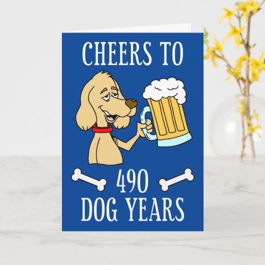 Kaas tot 490 mg Dog Years Dog Beer Cartoon Kaart (Gele Bloem)