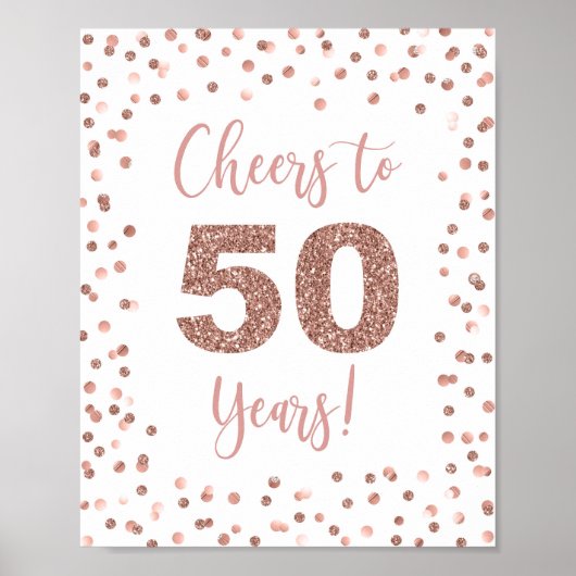 Kaas tot 50 jaar Onderteken Roos Gold Glitter Conf Poster (Voorkant)