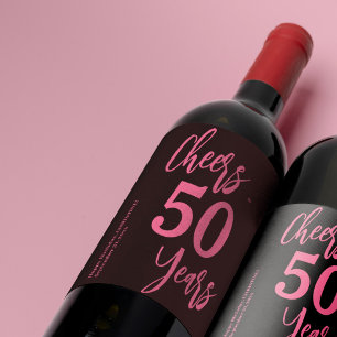 Kaas tot 50 jaar roze zwarte typografie wijn etiket