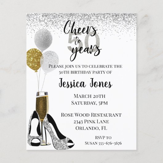 Kaas tot 50 jaar Silver Gold Glitter Champagne I (Voorkant)