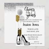 Kaas tot 50 jaar Silver Gold Glitter Champagne Kaart (Voorkant / Achterkant)