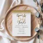 Kaas tot 50 jaar zwart en goud modern, stijlvol<br><div class="desc">Cheers tot 50 jaar zwart en goud zijn een moderne,  stijlvolle verjaardagsuitnodiging. Het moderne monochrome ontwerp van de manuscripttekst. Een deel van een collectie.</div>