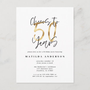 Kaas tot 50 jaar zwart en goud modern, stijlvol briefkaart