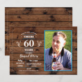 Kaas tot 60 jaar: Birthday Wood Rustic Foto Kaart (Voorkant / Achterkant)