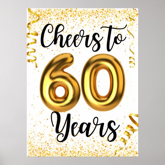 Kaas tot 60 jaar Elegant Gold Foil Birthday Poster (Voorkant)