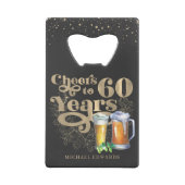 Kaas tot 60 jaar | Gepersonaliseerde  fles Creditkaart Flessenopener (Achterkant)