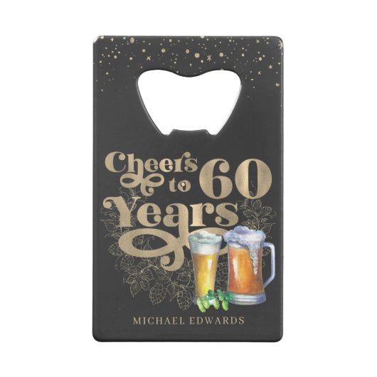 Kaas tot 60 jaar | Gepersonaliseerde  fles Creditkaart Flessenopener (Achterkant)