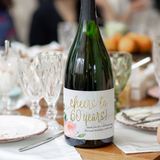Kaas tot 60 jaar gesternte sparkling wijnetiket