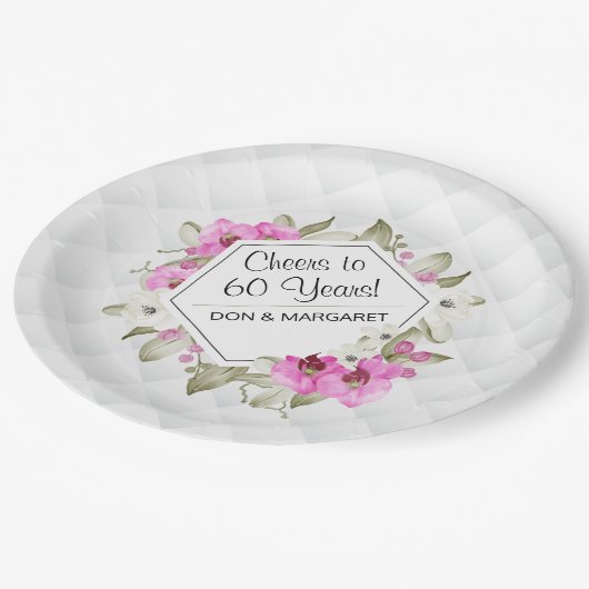 Kaas tot 60 jaar Ruitenroze Papieren Bordje (Gekanteld)