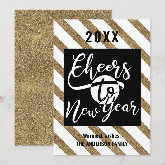Kaas tot nieuwjaar modern Festive Gold Feestdagenkaart (Voorkant / Achterkant)