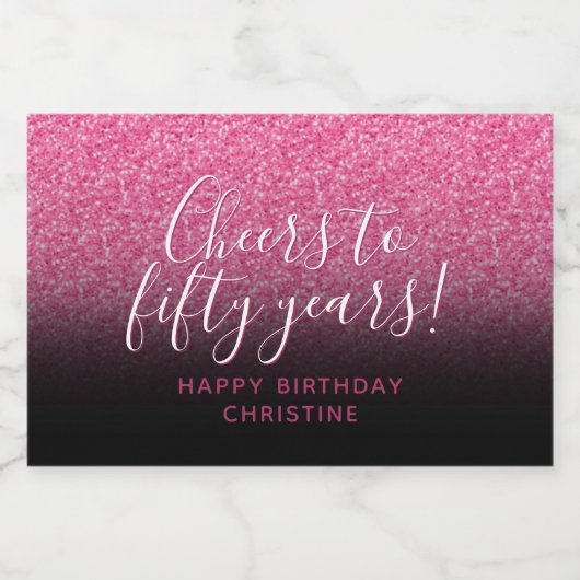 Kaas tot vijftig jaar warme roze en zwarte vlek sparkling wijnetiket (Enkel label)