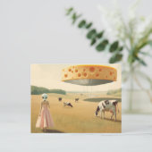 Kaas UFO en Alien in een Dairy Pasture Briefkaart (Staand voorkant)