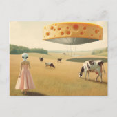 Kaas UFO en Alien in een Dairy Pasture Briefkaart (Voorkant)