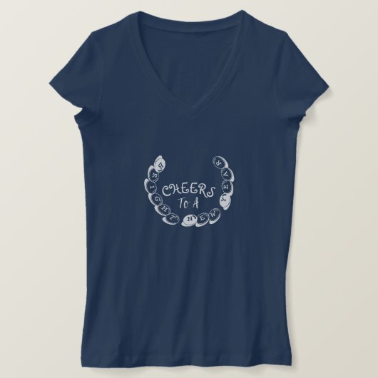 Kaas voor helder nieuwjaar elegant donkerblauw aan t-shirt (Design voorkant)