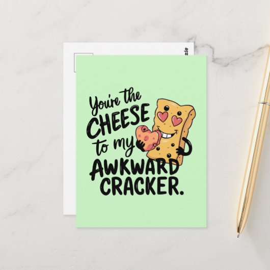 Kaas voor mijn ongemakkelijke | Grappige en Schatt Briefkaart (Voorkant / Achterkant in situ)
