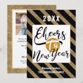 Kaas voor nieuwjaarsfoto's met gouden zwarte kleur feestdagenkaart (Voorkant / Achterkant)