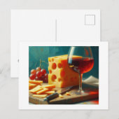 Kaas, wijn en druiven, briefkaart (Voorkant / Achterkant)