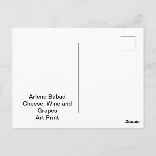 Kaas, wijn en druiven, briefkaart (Achterkant)