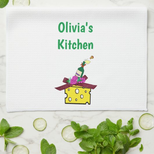 Kaas Wijn Kitchen Hand Towel Theedoek (Gevouwen)