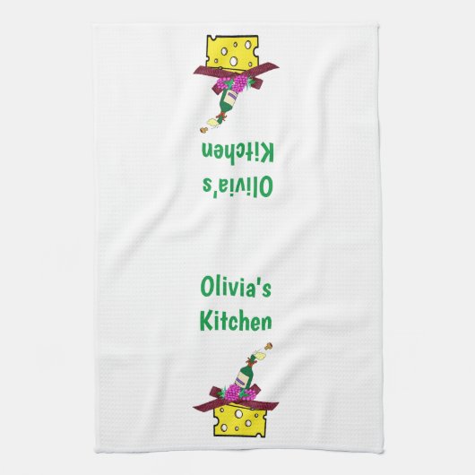 Kaas Wijn Kitchen Hand Towel Theedoek (Verticaal)