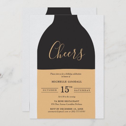 Kaas Wijnflesje Volwassenen Dag Partij Kaart (Voorkant / Achterkant)