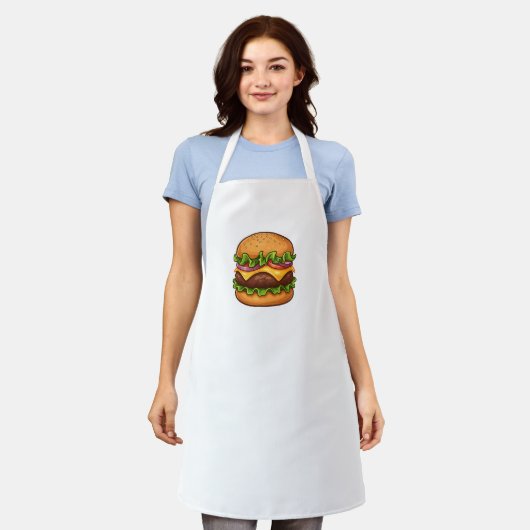 Kaasachtige Gourmet Burger Illustratie Schort (Gedragen)