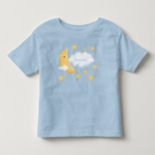 Kaasachtige Maan & Sterren Baby's Naam op een Wolk Kinder Shirts