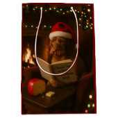 Kaasbelasting Kerstcadeauttas Draadharige Vizsla Medium Cadeauzakje (Voorkant)