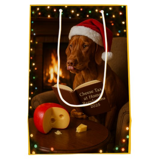 Kaasbelasting Vizsla-hond Kerstcadeautas Medium Cadeauzakje (Achterkant)