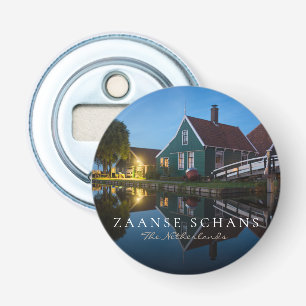 Kaasboerderij bij schemering in Holland Button Flesopener