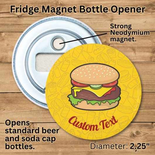Kaasburger Flesopener Button Flesopener