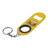 Kaasburger sleutelhanger flesopener mini flessenopener (Voorkant Gekanteld)
