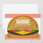 Kaasburger Terug naar school Barbeque Uitnodiging (Voorkant / Achterkant)
