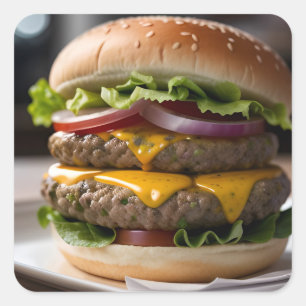 Kaasburger Vierkante Sticker