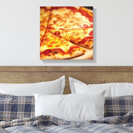 Kaaspizza Canvas Afdruk (Insitu (Slaapkamer))