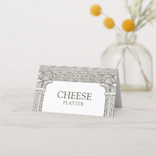 Kaasplank buffetbord bord, label voor toga-feest plaatskaartje