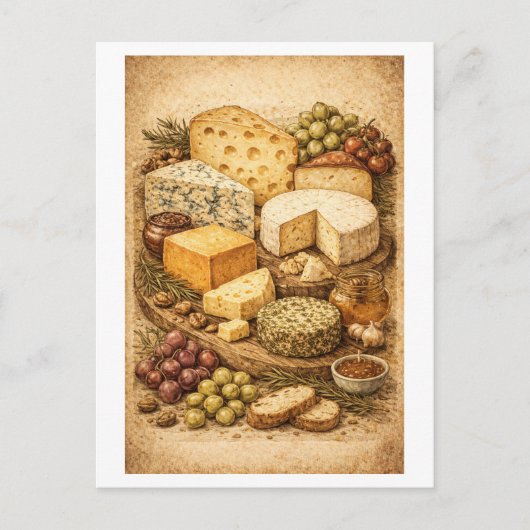 Kaasplank in vintage stijl briefkaart (Voorkant)