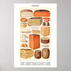 Kaassoorten 1923 Vintage Posterprint Mrs Beeton Poster
