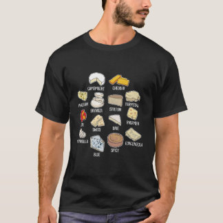 Kaassoorten met Brie Gouda Cheddar T-shirt