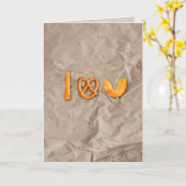 Kaasstokken en Pretzel Heart I Love You Funny Kaart (Gele Bloem)