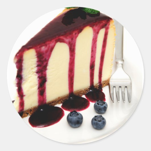 Kaastaart en bosbessen ronde sticker (Voorkant)