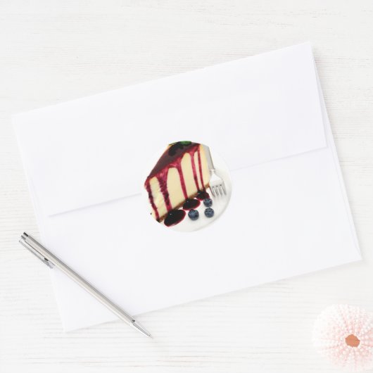 Kaastaart en bosbessen ronde sticker (Envelop)